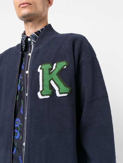 Shop Kenzo Logo-print Fleece Jacket In Blau