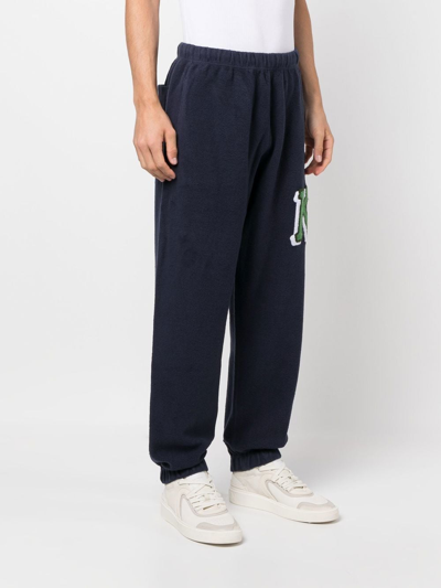 Shop Kenzo Logo-print Fleece Track Pants In Blau