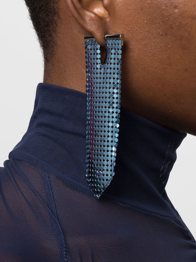 Shop Rabanne Chainmail Drop Earring In Blau