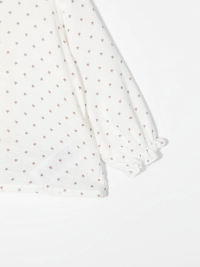Shop Paz Rodriguez Star-print Gathered-cuff Blouse In Weiss