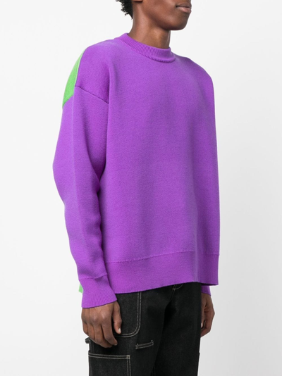 Palm Angels Palm Tree Intarsia Knit Crewneck Jumper In Violett