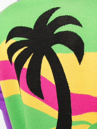 Palm Angels Palm Tree Intarsia Knit Crewneck Jumper In Violett