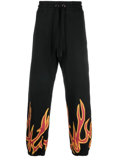 Shop Palm Angels Flame-detail Track Pants In Black