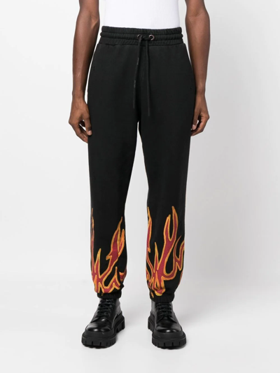 Shop Palm Angels Flame-detail Track Pants In Black