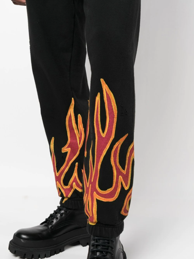 Shop Palm Angels Flame-detail Track Pants In Black