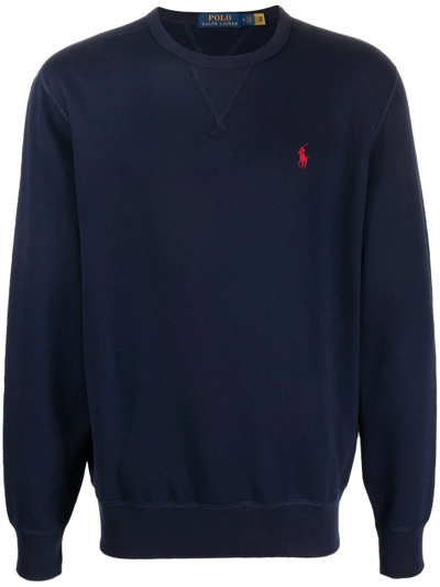 Polo Ralph Lauren Fleece Crew-neck Sweatshirt In Navy | ModeSens