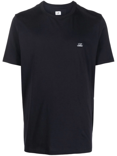Shop C.p. Company Logo-embroidered Cotton T-shirt In Blau