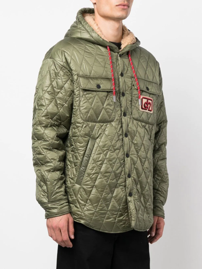 Shop Dsquared2 Logo-patch Quilted Jacket In Grün