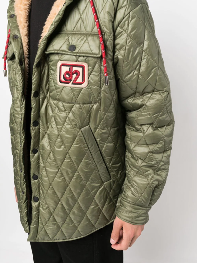 Shop Dsquared2 Logo-patch Quilted Jacket In Grün