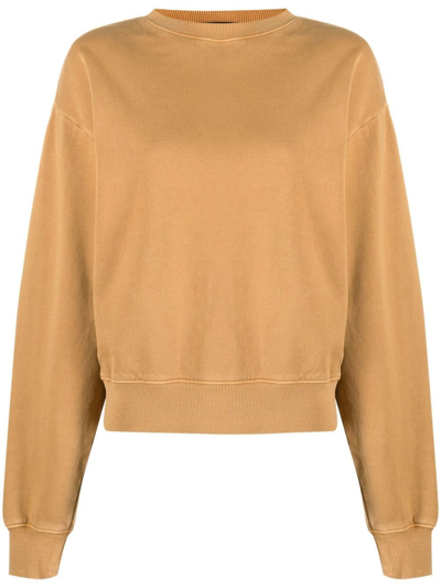 Shop Ksubi Ribbed-detail Round-neck Sweatshirt In Orange