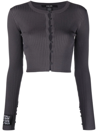 Shop Ksubi Ribbed-knit Button-down Cardigan In Grau