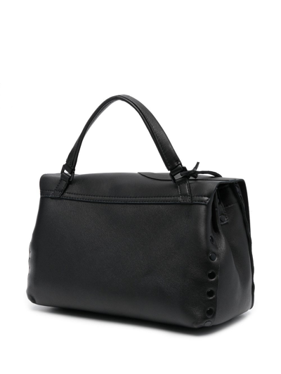 Zanellato Foldover Top Leather Satchel In Schwarz