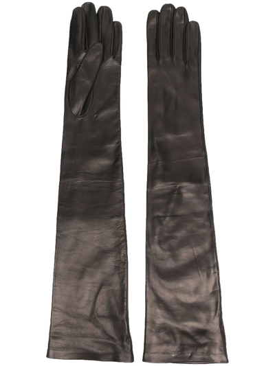 Shop Jil Sander Elbow-length Leather Gloves In Schwarz