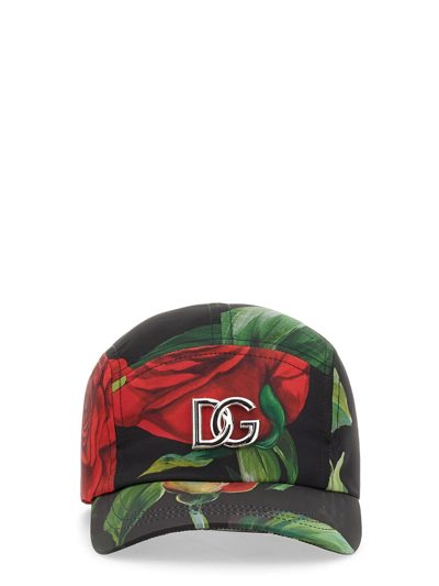 Shop Dolce & Gabbana Rose Print Baseball Hat In Multicolor