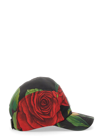 Shop Dolce & Gabbana Rose Print Baseball Hat In Multicolor