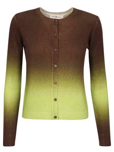 Shop Tory Burch Faded Effect Cardigan In Brown