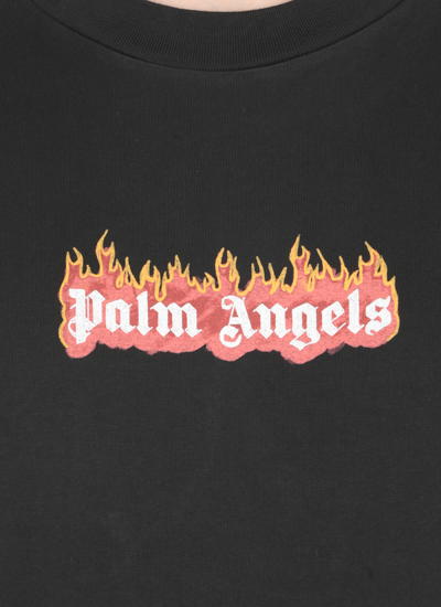 Shop Palm Angels Burning Logo T-shirt In Black White