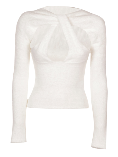 Shop Coperni Twisted Cutout Knit Top In White