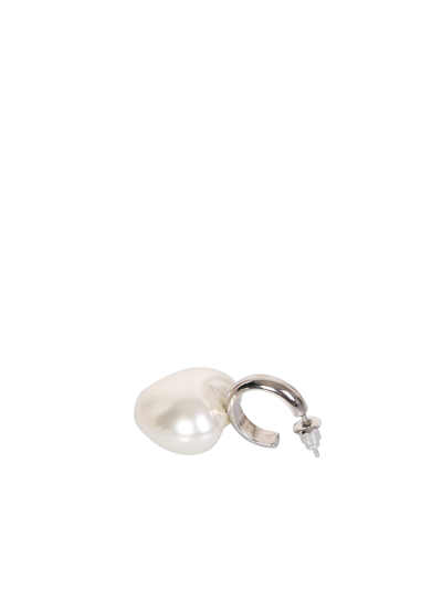 Shop Simone Rocha Hoop Heart Pearl Earrings In White