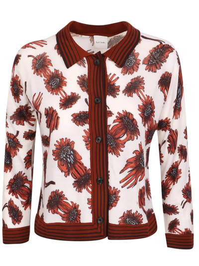 Shop Paul Smith Red/ White Wool Cardigan