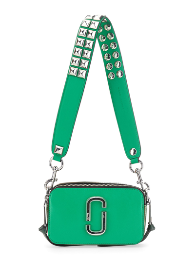 Marc Jacobs - Snapshot Studs - Green leather bag with canvas print