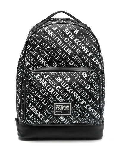 Shop Versace Jeans Couture Black Backpack In Black/white