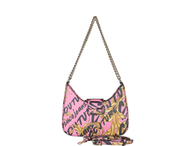 Shop Versace Jeans Couture Garland Print Shoulder Bag In Gold