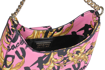 Shop Versace Jeans Couture Garland Print Shoulder Bag In Gold