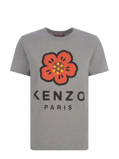 Shop Kenzo T-shirt  Flowers In Cotton In Grigio