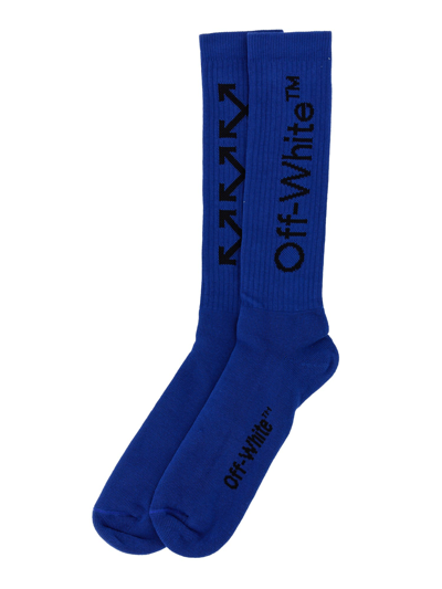 Shop Off-white Socks With Logo In Blu