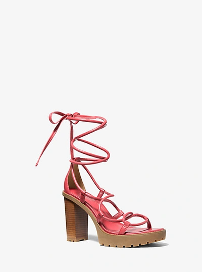 Shop Michael Kors Vero Leather Platform Sandal In Pink
