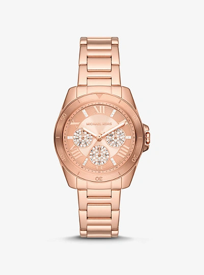 Shop Michael Kors Mini Alek Pavé Rose Gold-tone Watch