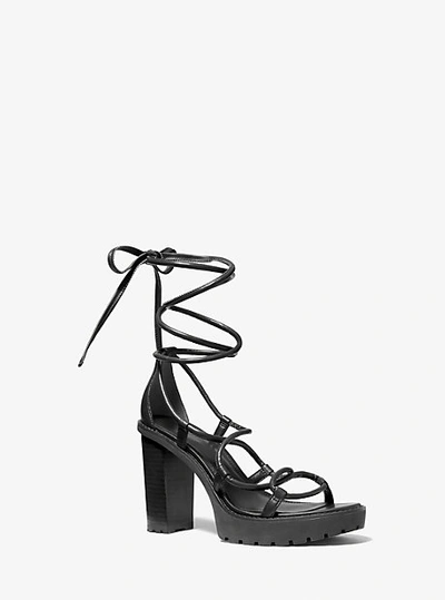 Shop Michael Kors Vero Leather Platform Sandal In Black