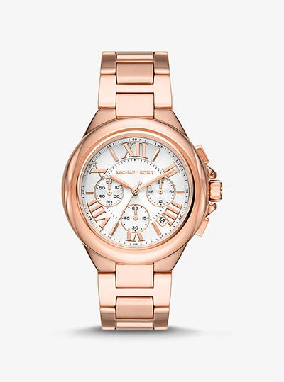 Shop Michael Kors Oversized Camille Rose Gold-tone Watch