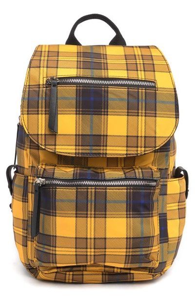 Shop Madden Girl Proper Flap Nylon Backpack In Yellow Multi