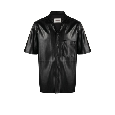 Shop Nanushka Black Bodil Faux Leather Shirt