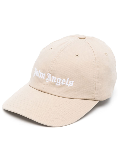 Shop Palm Angels Palm Angles Men Classic Logo Cap In Beige White