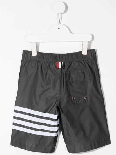 Shop Thom Browne 4 Bar Print Swim Shorts In Grey