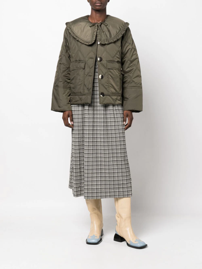 Ganni Ripstop Recycled Quilted Oversized Ruffle Collared Jacket In ...