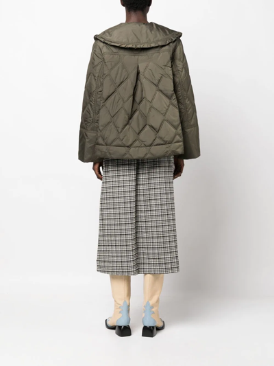 Ganni Ripstop Recycled Quilted Oversized Ruffle Collared Jacket In ...