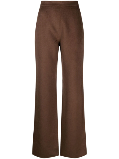 Shop Nanushka Bya High-waisted Straight-leg Trousers In Brown
