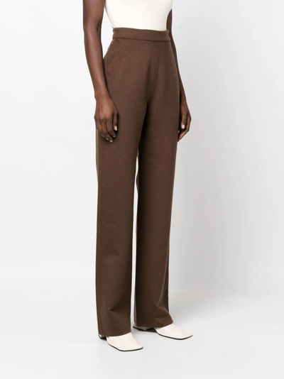 Shop Nanushka Bya High-waisted Straight-leg Trousers In Brown