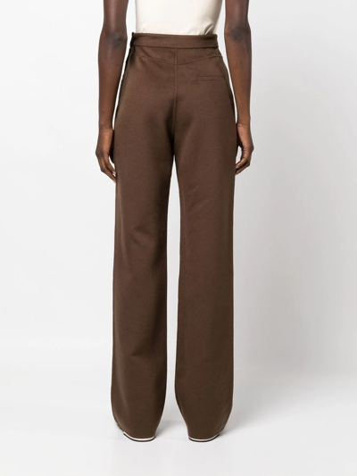 Shop Nanushka Bya High-waisted Straight-leg Trousers In Brown