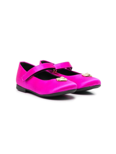 Shop Versace Medusa-plaque Detail Ballerina Shoes In Pink