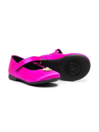 Shop Versace Medusa-plaque Detail Ballerina Shoes In Pink