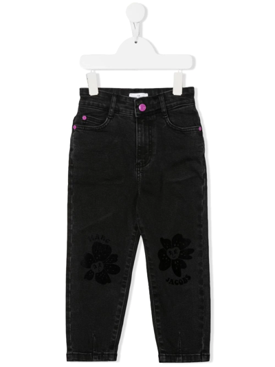 Shop The Marc Jacobs Embroidered Straight-leg Jeans In Black