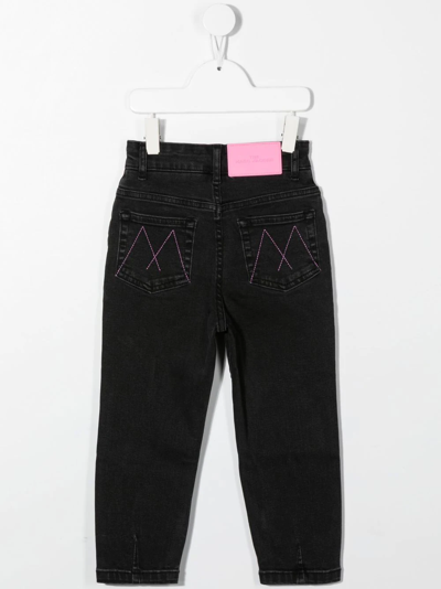 Shop The Marc Jacobs Embroidered Straight-leg Jeans In Black