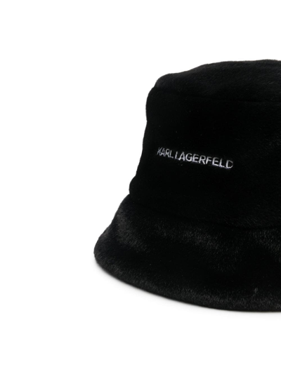 Shop Karl Lagerfeld Ribbed Knit Scarf In Black