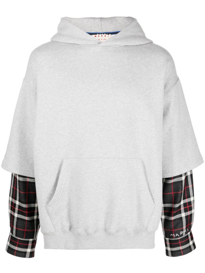 Shop Marni Layered-design Hoodie In Grey