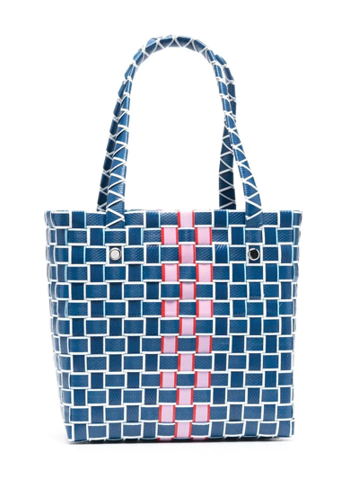 Shop Marni Interwoven Box-basket Bag In 蓝色